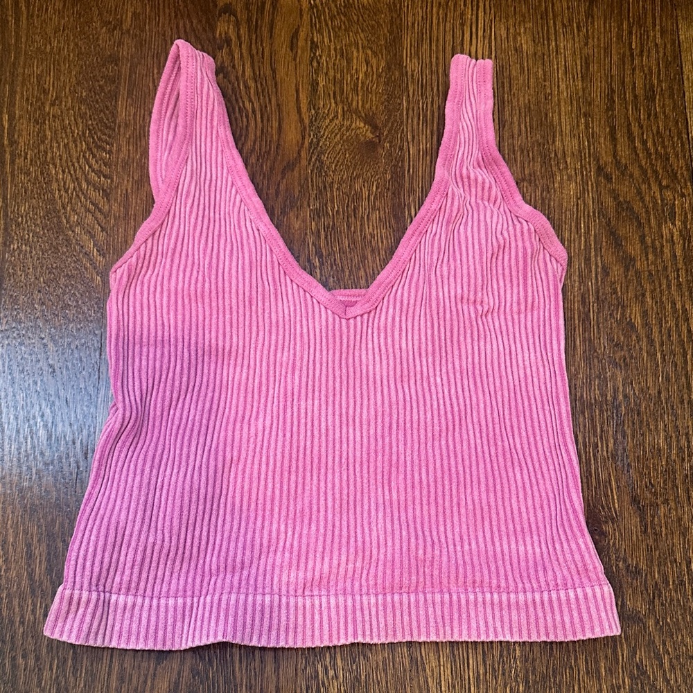Pink Aura Ribbed Women's Top